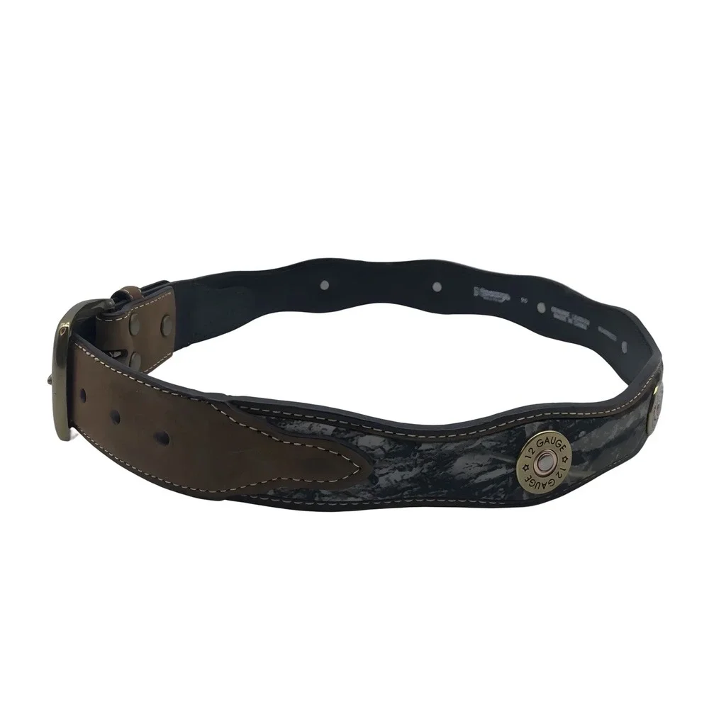 Nocona Mens‎ Brown Leather Camo Shotgun Shell Concho Belt Sz 46 N24366222 Hunter